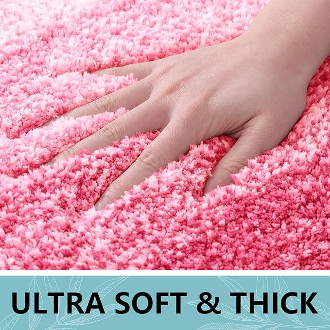 Arotive Microfiber Bathroom Rugs, Shaggy Soft and Absorbent Bath Rug, Non-Slip, Thick Plush Machine Washable Dry Bath Mats for Bathroom, Tub and Shower, 36x24, Pink, Rectangular