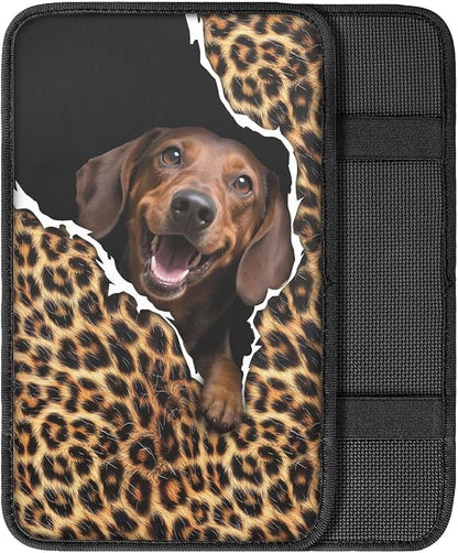 Dachshund Dog Car Center Console Cover for Women Non Slip Decorative Armrest Cushion Cover Cute Dog Automotive Decorations for Cars Vehicles SUV, Easy to Install