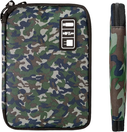 Electronics Travel Organizer,Portable Waterproof Electronic Travel Storage Bag for Small Charging Cord Storage,Charger,SD Card etc,for Travel,Business -Camouflage Green