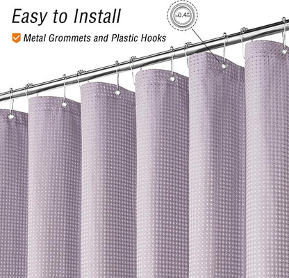 Gibelle Small Stall Shower Curtain 36 x 72, Narrow Half Waffle Weave Textured Fabric Shower Curtain for Bathroom, Water Repellent, Machine Washable, Lavender