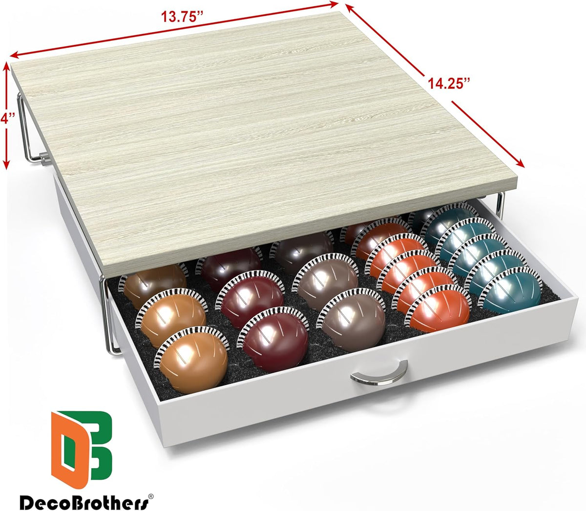 DecoBrothers Supreme Vertuoline Drawer, Holds with 30 Big or 60 Small Vertuoline Pods, Maple