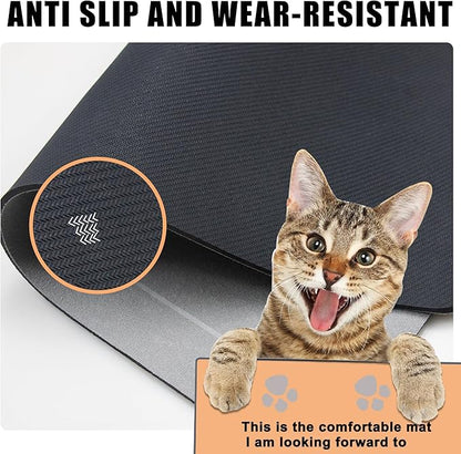 YCT Cat Pet Food Mat, Non-Slip Bottom Absorbent Quick Dry Feeding Mat for Dogs & Cats, Pet Supplies, 16.9"x24" Navy Blue