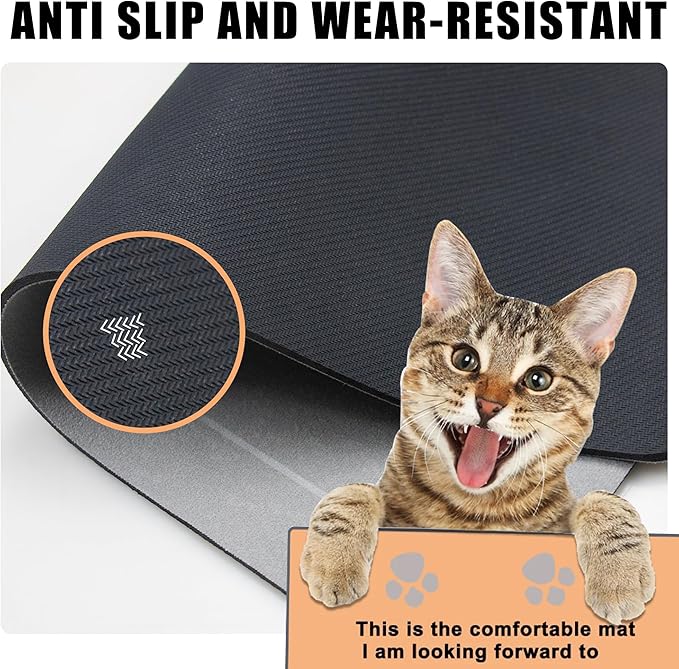 YCT Cat Pet Food Mat - Non-Slip Bottom Absorbent Quick Dry Feeding Mat for Dogs and Cats - Pet Supplies, 11.8"x18.1" Beige