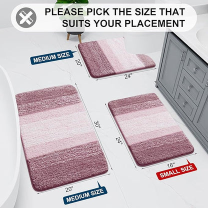 Arotive Microfiber Bathroom Rugs, Shaggy Soft and Absorbent Bath Rug, Non-Slip, Thick Plush Machine Washable Dry Bath Mats for Bathroom, Tub and Shower, 36x24, Mauve, Rectangular