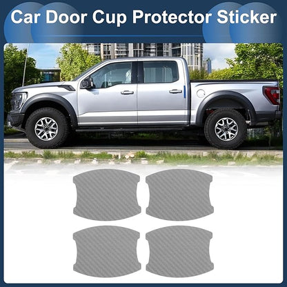 3D Car Door Handle Scratch Protector, 68x85mm Removable Magnetic Car Door Handle Protective Film Grey, 4 Pcs