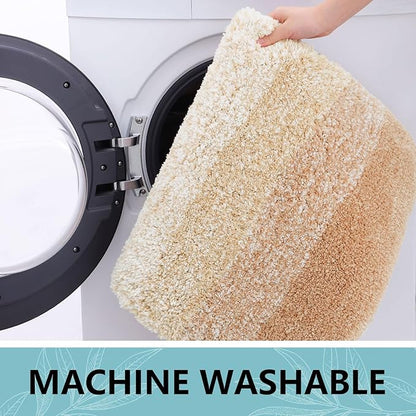 Arotive Microfiber Bathroom Rugs, Shaggy Soft and Absorbent Bath Rug, Non-Slip, Thick Plush Machine Washable Dry Bath Mats for Bathroom, Tub and Shower, 47x17, Beige, Rectangular