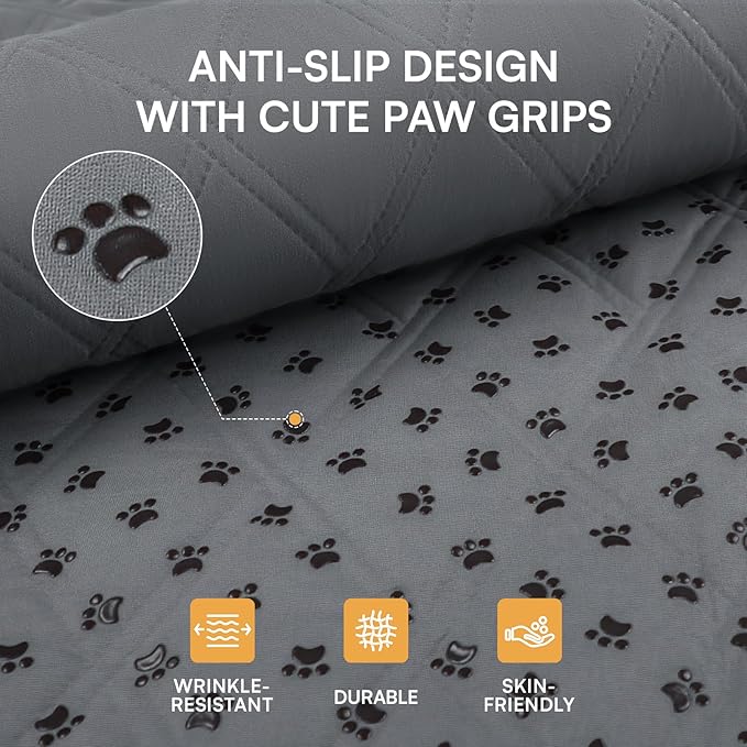 Luciphia 100% Waterproof Couch Cover Blanket for Dogs Anti-Slip Pet Couch Protector Sofa Mat Puppy Cat with Non-Slip Bottom, Grey, 30x70 Inch