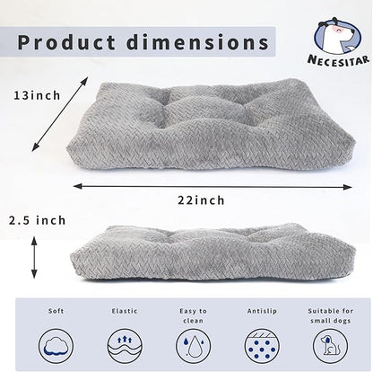 Necesitar Puppy Bed for Small Dogs Washable Crate Bed for Cages 22 inch Warming Cozy Soft Pet Pad with Anti-Slip Up to 15 lbs Pets Pillows fit Small Size Dogs or Kitten,22x13 Dark Grey