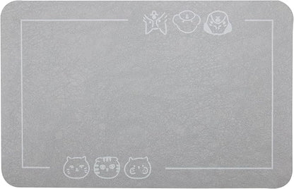YCT Pet Food Mat, Non-Slip Bottom Absorbent Quick Dry Cat & Dog Feeding Mat, Pet Supplies, 16.9"x24" Gray