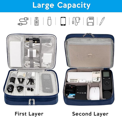 CILLA Electronic Organizer Travel Case, Travel Cord Organizer Case Portable Waterproof Cable Organizer Bag for Charger, Cord, USB, Power Bank, Earphone