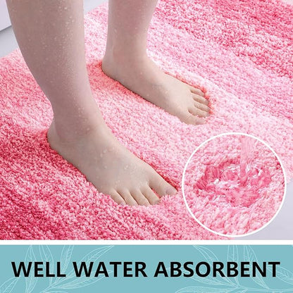 Arotive Microfiber Bathroom Rugs, Shaggy Soft and Absorbent Bath Rug, Non-Slip, Thick Plush Machine Washable Dry Bath Mats for Bathroom, Tub and Shower, 70x24, Pink, Rectangular