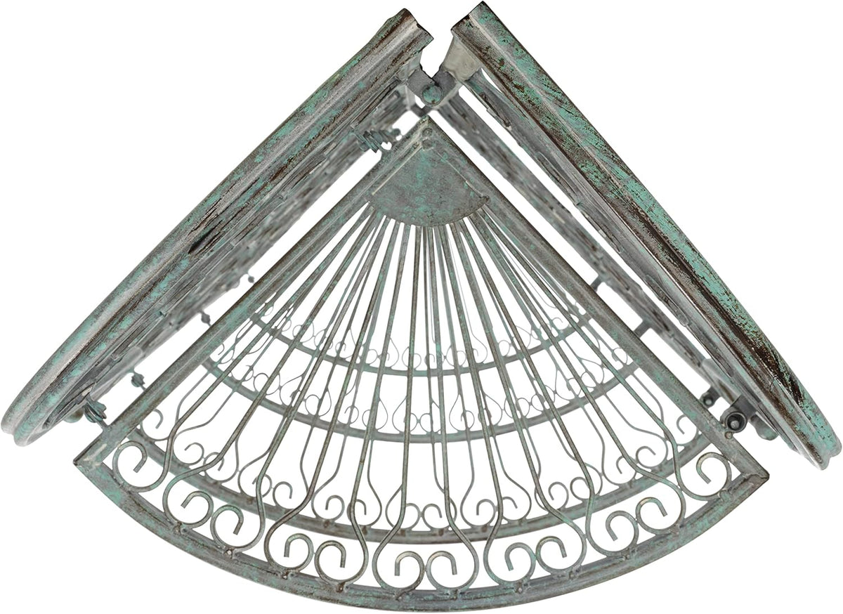 SAFAVIEH Outdoor Collection Abarrane Victorian Antique Dark Green Wrought Iron 4-Tier Corner Shelf