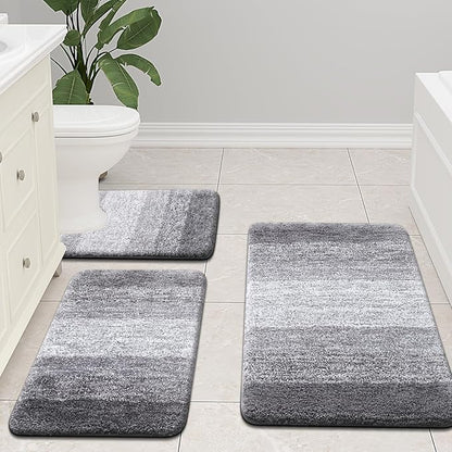 Arotive Microfiber Bathroom Rugs, Shaggy Soft and Absorbent Bath Rug, Non-Slip, Thick Plush Machine Washable Dry Bath Mats for Bathroom, Tub and Shower, 70x46, Grey, Rectangular