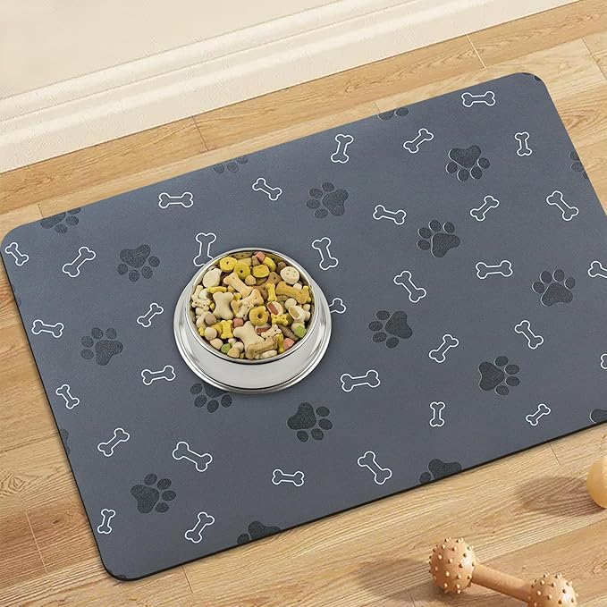 Pet Cat Dog Food Mat Non Slip Mat for Dog Water Bowl Mat Quick Dry Absorbent Cat Feeding Mat, 32 * 17 in, Brown