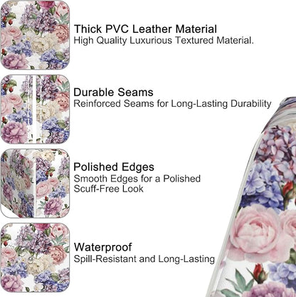 Watercolor Roses Floral Tissue Box Cover,PU Leather Tissue Box Holder Square,Modern Home Decoration for Bathroom Living Room Kitchen Office Car,5.2"×5.2"×5.2"