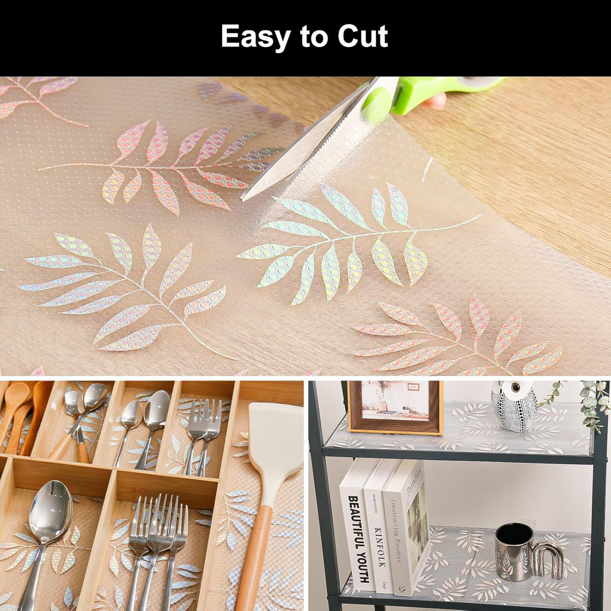 Cooyes Shelf Liner – Premium Non-Adhesive Cabinet & Drawer Liner for Kitchen – Waterproof Shelf Paper with Modern Pattern – Durable EVA Cabinet Mat – Easy to Cut （17.5" W x 197" L）