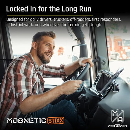 Mob Armor MobNetic Stixx - Phone Holder for Your Car, Magnetic Phone Mount for Trucks, Jeeps, and More - 90º Tilt & 360º Rotation, Compatible with iPhone & Android Smartphones
