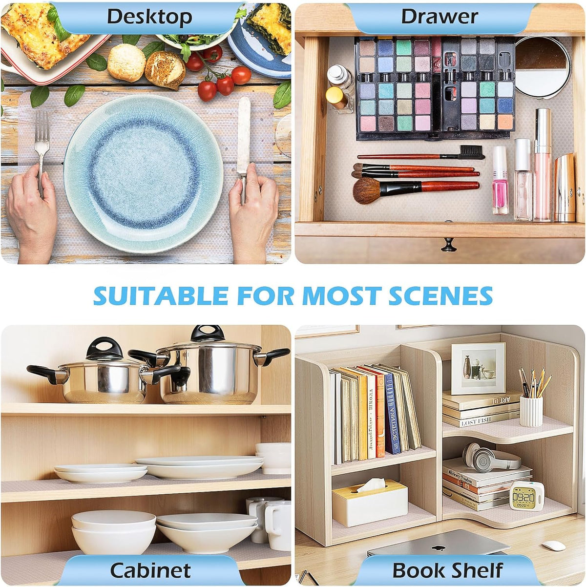 Drawer Liners, Waterproof Shelf Liner, Anti-Slip Non-Adhesive BPA Free Kitchen Cupboard Cabinet Liner Refridge Fridge Mats Sink Protector Strong Durable for Home (Clear/19.7in x 20Ft)