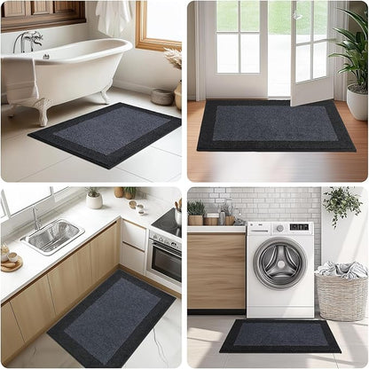 DOMUSTEX Machine Washable Runner Rug 32" x 120", Non Slip Kitchen Mat for Floor, Absorbent Entryway Rug for Kitchen, Bedroom, Living Room, Hallway, Door (Roll Packing)