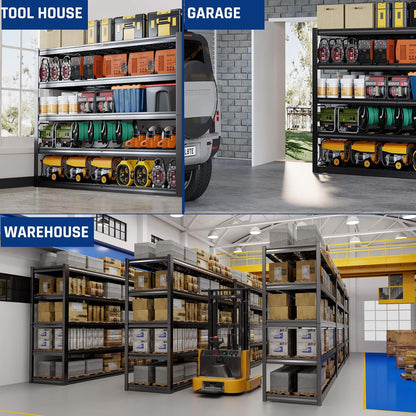67" Wide 5-Tier Garage Shelving Unit, 67" W x 24" D x 84" H, Heavy Duty Garage Storage Shelves,3500 LBS Capacity, Industrial Adjustable Shelves for Basement Warehouse