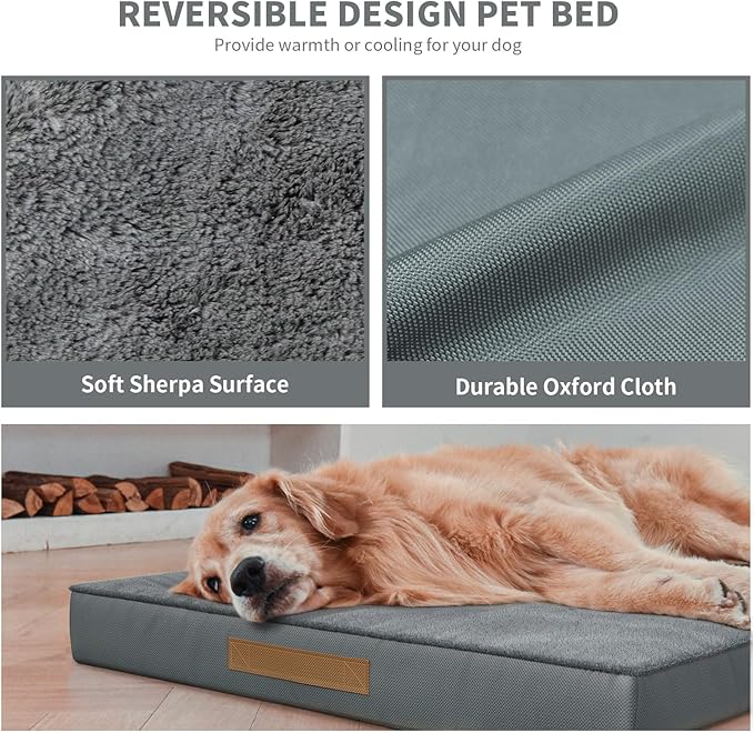 Tail Stories Plush Dog Bed for Medium Dogs, Waterproof Dog Crate Mat Orthopedic Egg Crate Foam Pet Bed with Washable Removable Oxford Cover, Gray