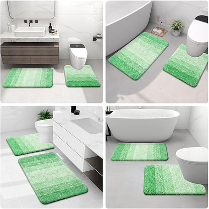 Arotive Microfiber Bathroom Rugs, Shaggy Soft and Absorbent Bath Rug, Non-Slip, Thick Plush Machine Washable Dry Bath Mats for Bathroom, Tub and Shower, 30x20, Green, Rectangular
