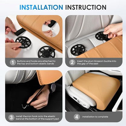 FLORICH Car Seat Extender Leg Extender Support Cushion for Driver Seats Office Chair, Leather Carseat Leg Support for Long Drivers Universal Car Seat Cushion Legs Rest Pads-Light Brown