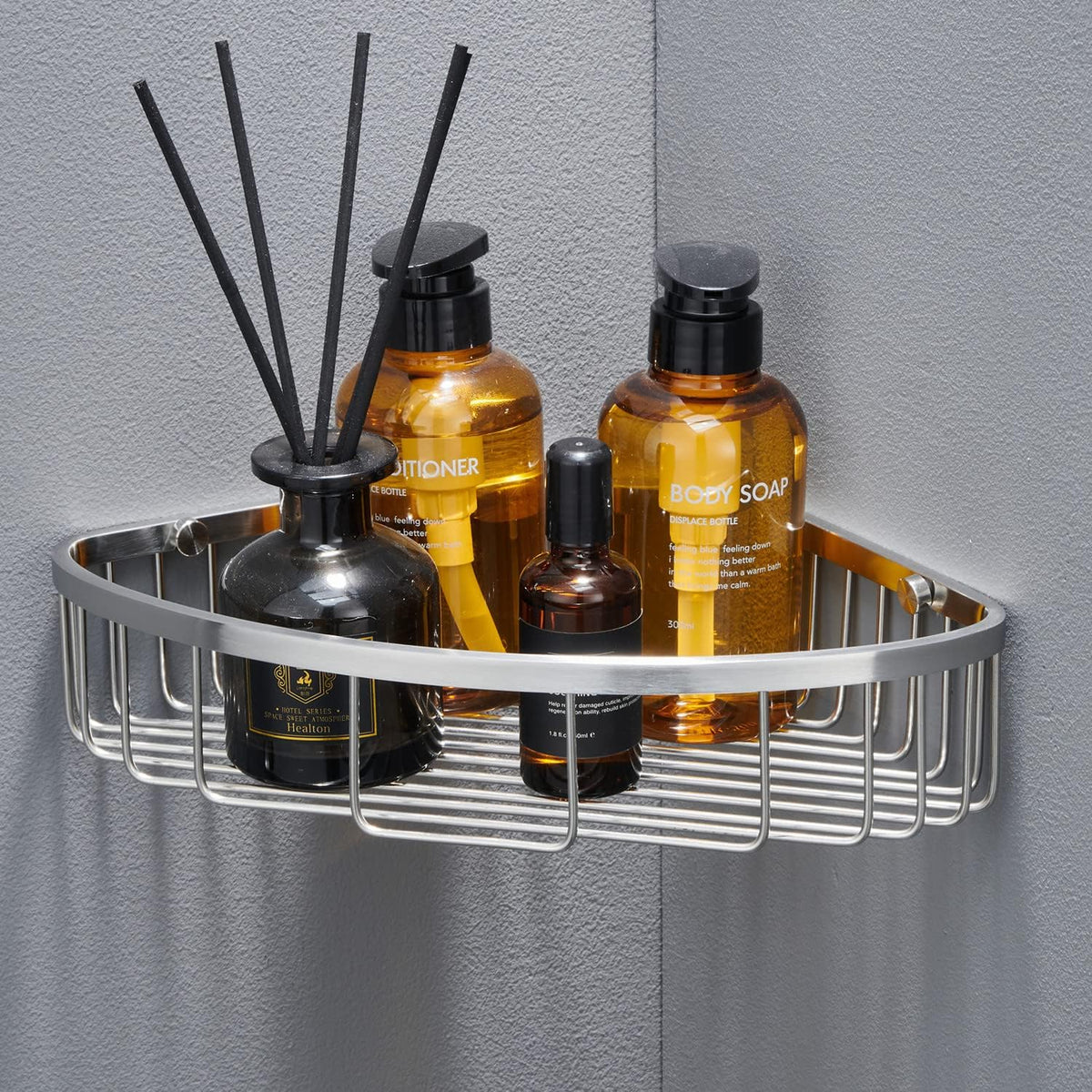Bathroom Shower Caddy Corner Shelf, Corner-Hollow Design, Ultra Sturdy Rust-Proof Stainless Steel Shelf Organizer Shampoo Holder, Wall Mounted Storage Rack for Bathroom, Brushed Nickel