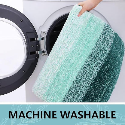 Arotive Microfiber Bathroom Rugs, Shaggy Soft and Absorbent Bath Rug, Non-Slip, Thick Plush Machine Washable Dry Bath Mats for Bathroom, Tub and Shower, 59x20, Dark Green, Rectangular