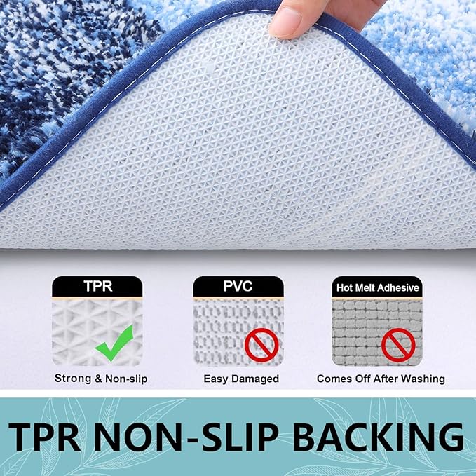 Arotive Microfiber Bathroom Rugs, Shaggy Soft and Absorbent Bath Rug, Non-Slip, Thick Plush Machine Washable Dry Bath Mats for Bathroom, Tub and Shower, 70x46, Blue, Rectangular