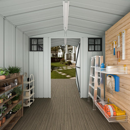 6×6 FT Metal Outdoor Storage Shed with Windows, Lockable Waterproof Sheds & Outdoor Storage, Garden Tool Shed for Lawn Mower & Backyard Patio, Dark Gray (No Floor)