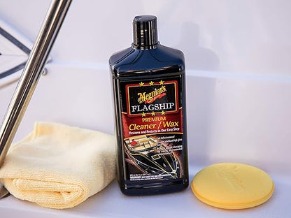 Meguiar's Flagship Premium Cleaner Wax M6132, Pro-Grade Boat and RV Cleaner Wax for Fiberglass and Gel Coats, Removes Defects, Boosts Gloss, and Applies Long-Lasting Protection in One Step, 32 Oz