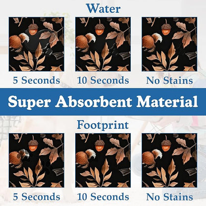 Wild Forest Animals Pet Feeding Mat–Christmas Stocking Quick Dry Absorbent Dog Cat Food Mat, Non Slip Waterproof Bowl Placemat for Messy Eaters, Pet Accessories for Floors 12"x20"
