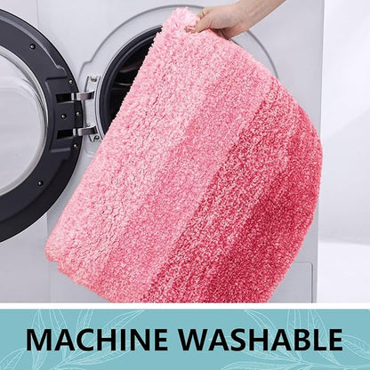 Arotive Microfiber Bathroom Rugs, Shaggy Soft and Absorbent Bath Rug, Non-Slip, Thick Plush Machine Washable Dry Bath Mats for Bathroom, Tub and Shower, 70x24, Pink, Rectangular