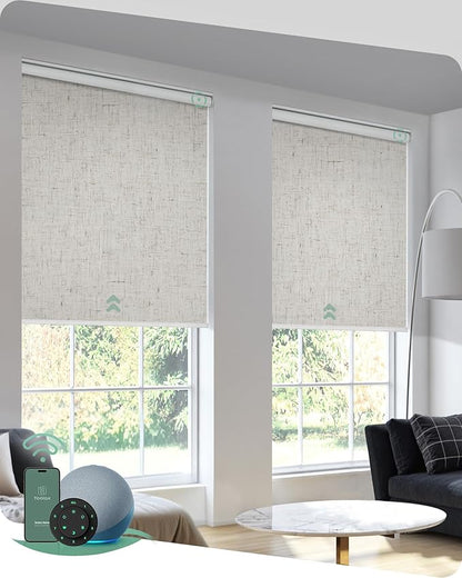 Yoolax Motorized Blinds with Remote, Automatic Roller Shades Compatible with