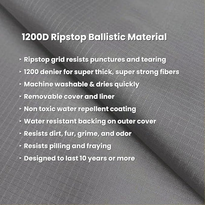 K9 Ballistics Tough Ripstop Orthopedic Crate Bed - Durable Kennel Pad with Washable Cover for Large Dogs, 41 x 27 fits 42” Wire Crate, Tan