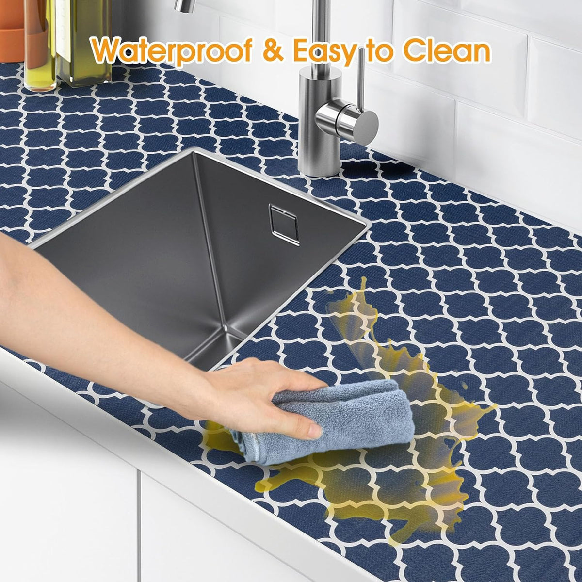 Shelf and Drawer Liner for Kitchen Cabinets Non-Adhesive, Strong Grip Non-Slip Thickened Cabinet Liners for Shelves, Waterproof Mats for Dresser Cupboard, Blue, 12 in x 30 Feet