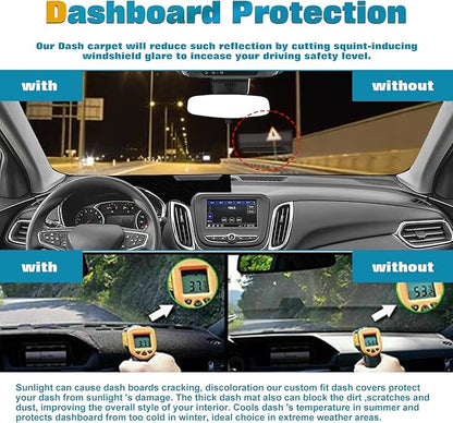 x xotic tech Center Console Dashboard Mat Pre-Cut Non-Slip Sunshield Sun Glare Protector Dash Carpet Pad Black Cover Compatible with Chevy Equinox SUV 2018 2019 2020 2021 2022 2023 2024