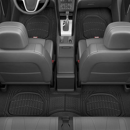 Motor Trend FlexTough™ Contour Heavy Duty Rubber Car Floor Mats with Cargo Liner - All Weather Full Set Front & Rear Floor Mats fits Most Cars Truck SUV, Automotive Floor Mat