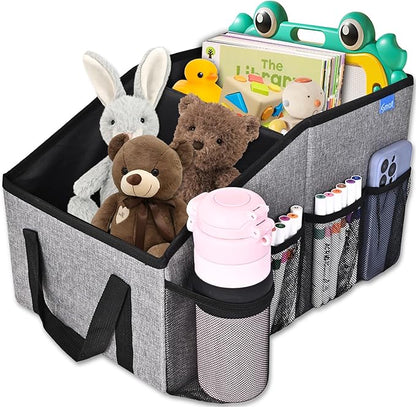 Smof Car Organizer- Car Seat Organizer for Front Seat Back Seat Between Seats, Foldable Car Storage Organizer for Kids Adults with Multi-Pockets-Car Organizers Backseat with Detachable Divider-Gray