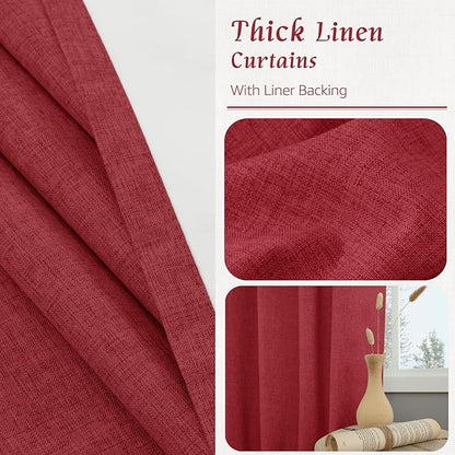 LAMIT Linen 100% Blackout Window Curtains