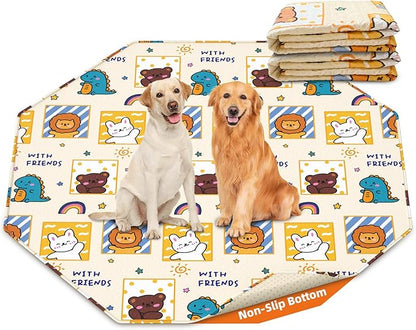 PJYuCien Washable Pee Pads for Dogs 2 Pack, 89" x 33" Octagonal Non-Slip and Leak-Proof Pee Mat, Puppy Training Pads for Whelping, Playpen, Crate, Bed （24/30/36/42'' 8 Panels Pen）