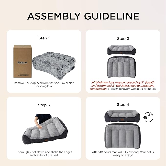 Bedsure XL Pro Orthopedic Dog Beds Large Sized Dog - Extra Thick Supportive Dogs Couch with Waterproof Washable Cover, Extra Large Comfort Pet Bed Sofa with Soft Sherpa and Nonskid Bottom, Grey, 45"
