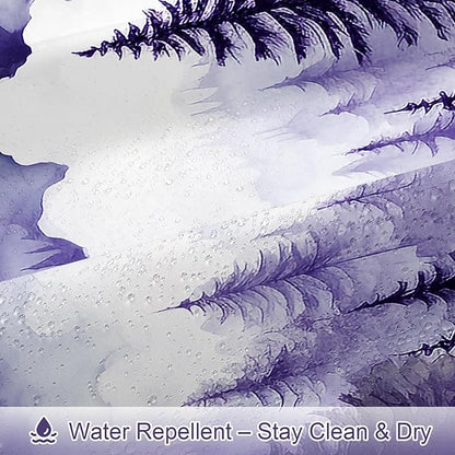 Litabel Purple Extra Long Misty Pine Forest Shower Curtain 72 x 84, XL Mountain Foggy Woodland Scenery Tree Shower Curtains for Bathroom, Abstract Waterproof Nature-Themed Decor