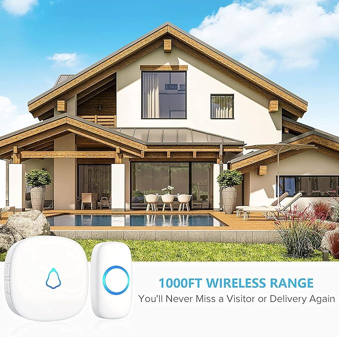 Wireless Doorbell, Remote Door Bell Ringer Wireless Long Range 1000FT, Matt