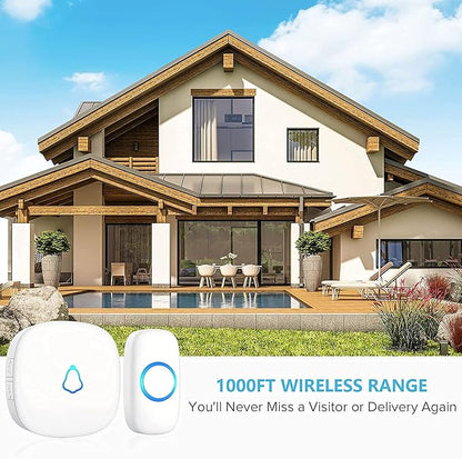 Wireless Doorbell, Remote Door Bell Ringer Wireless Long Range 1000FT, Matt