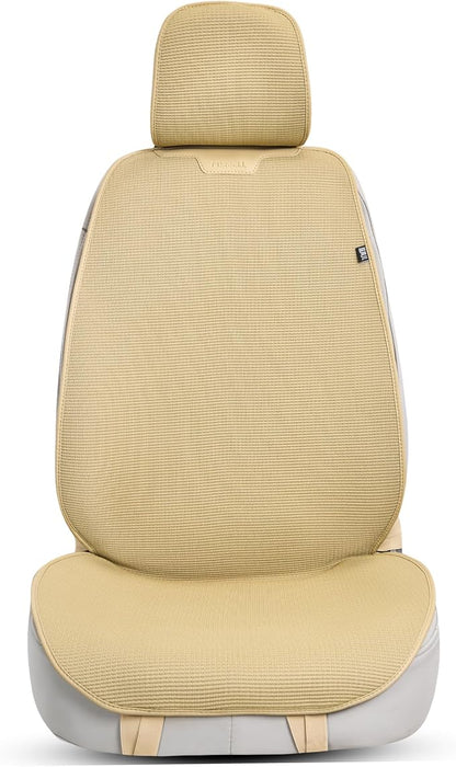Car Seat Cover Ultra-Thin Ice Silk Woven Fabric, 3D Elastic Fiber Structure with Silicone Non-Slip Base Fabric, (Beige 1)