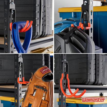Wallmaster Garage Hooks Organizer Kit,12 Pack Adjustable Heavy Duty Shelving Hook,Wall Mount Utility Steel Garage Organization, for Organizing Garden Tools