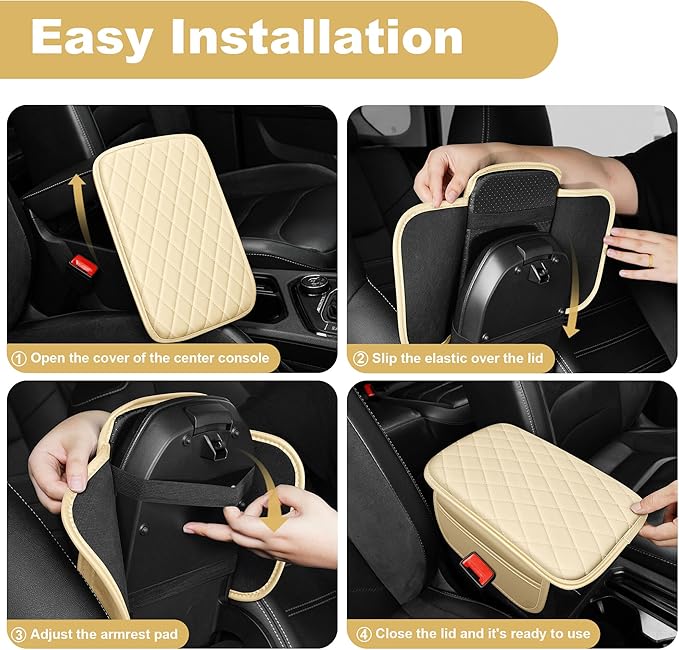 Center Console Cover for Accord: Armrest Cover for Car with 2 Storage Bags - Scratch & Wear Resistant & Waterproof Leather Console Cover,Anti-Scratch Auto Armrest Pad Accessory （Gray