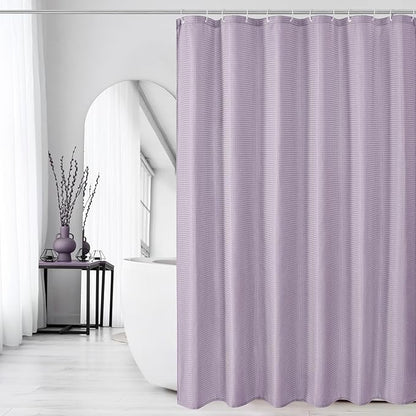 Gibelle Small Stall Shower Curtain 36 x 72, Narrow Half Waffle Weave Textured Fabric Shower Curtain for Bathroom, Water Repellent, Machine Washable, Lavender